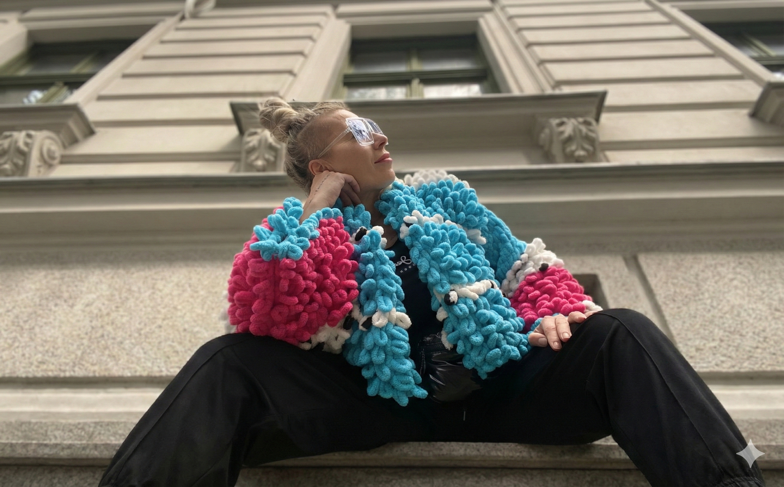 Sweter kolorowy, rękodzieło